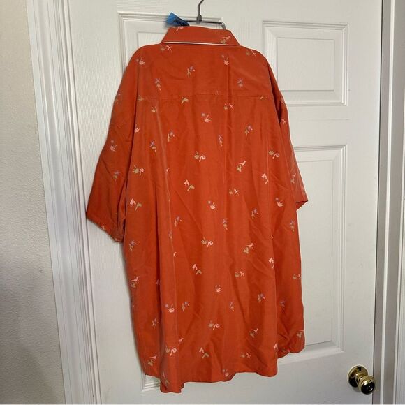 Columbia Men's Vibrant Orange Lizard Print Button Up Shirt XXL - Picture 3 of 7